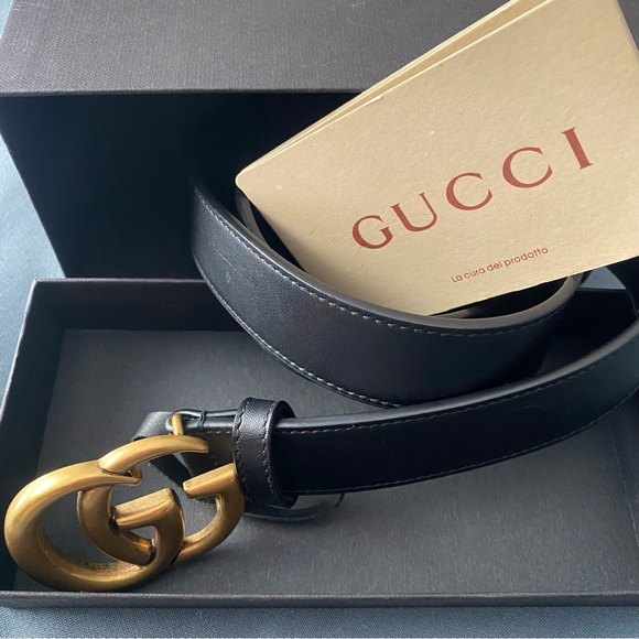 Gucci Accessories - Gucci Leather Belt Slim Black Double G Buckle 70 US 2